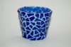 Mosaic Cobalt Blue Fused Glass Candle Holder #1293
