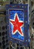Mosaic Stained Glass Red * White * Blue Star Suncatcher #1321