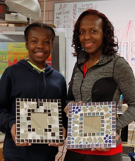 Mom and daughter finished mosaic 
